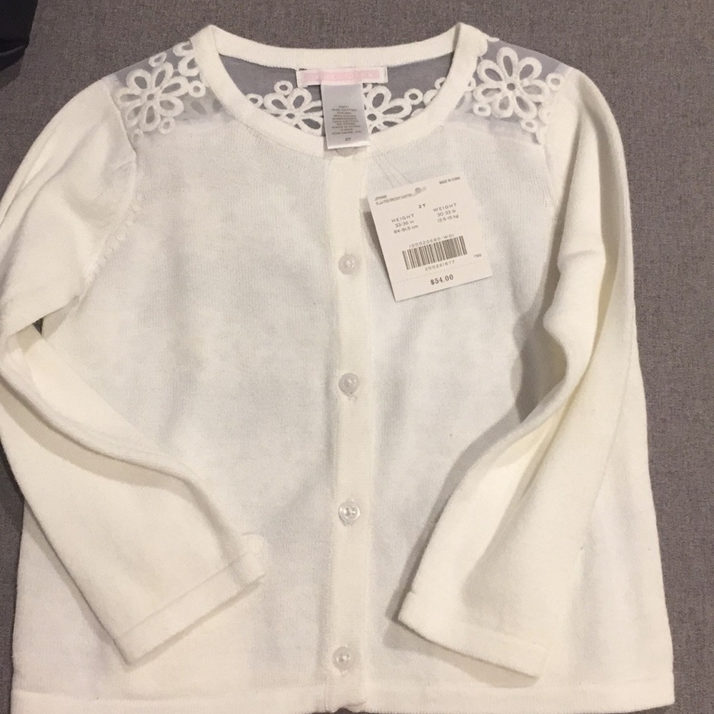 NWT Janie and Jack white cardigan size 2T